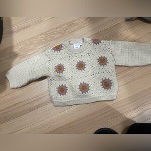 Zara girls knit flower patch sweater size 9-12 months